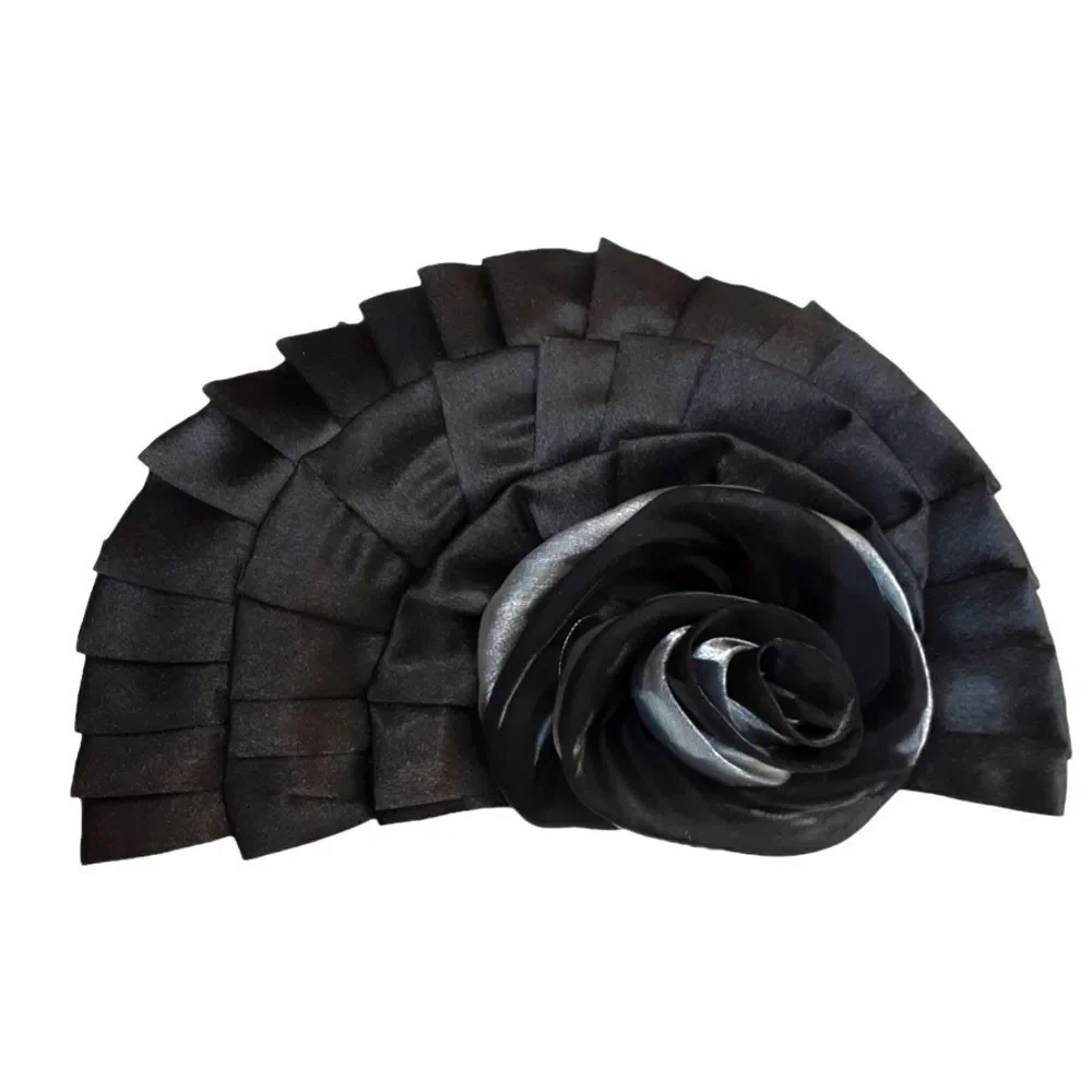 EVENING BAG Crepe Satin Rosette Ruffled Shell-Shaped‎ Opt. Chain NEW